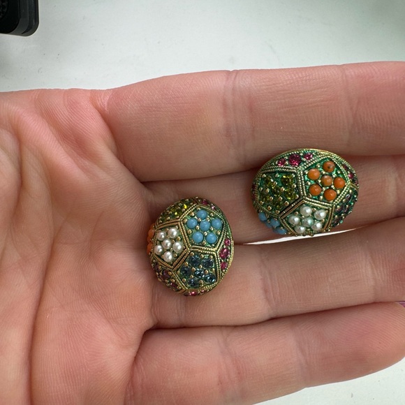 Gorgeous Vintage French Designer Earrings D'ORLAN -Micro beads & Stones - Picture 13 of 16